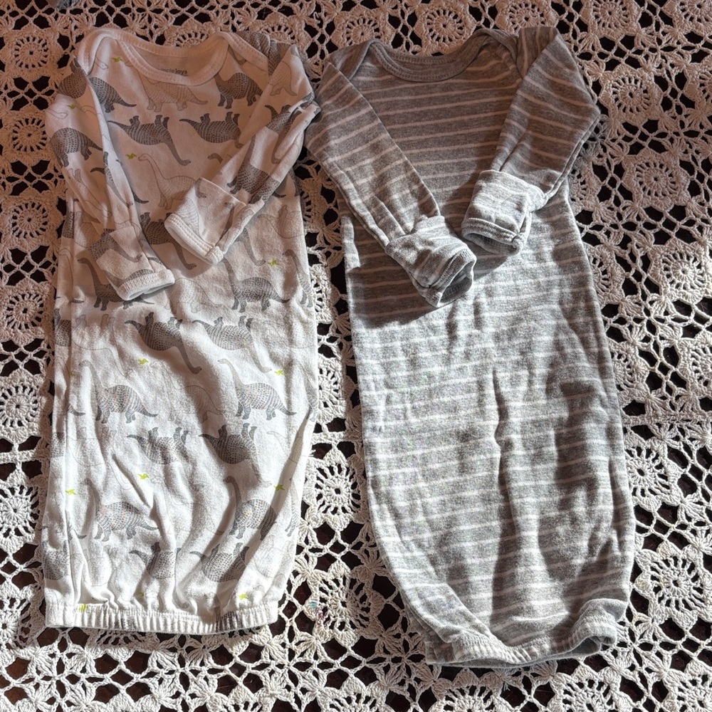 Adorable Gray Dinosaur and Striped Sleep Sacks